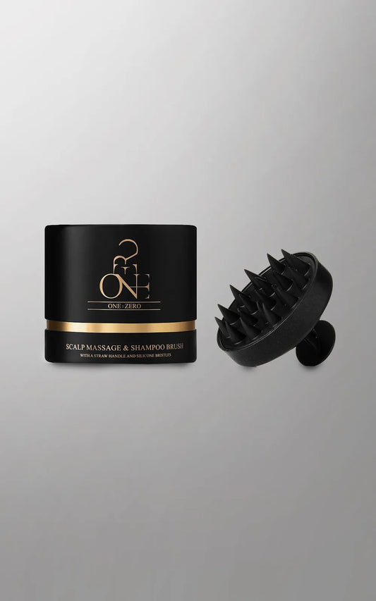 ONE:ZERO Compressed Straw Scalp Massage Brush with Silicone Bristles-0